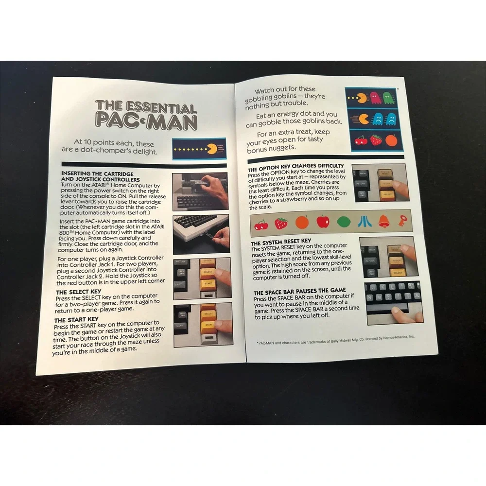 EUC Pac-Man PACMAN Pac Man ~ Atari Game Manual ONLY Rare Vintage Retro NO GAME